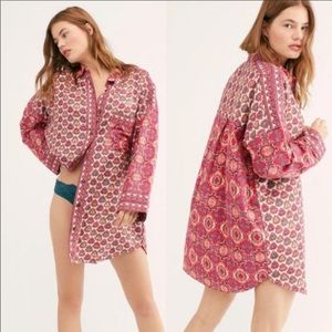 Free People Happy Holibabe Printed Sleep Shirt red